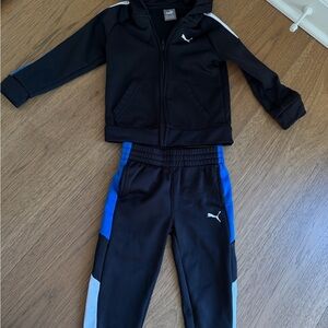 Puma baby boy toddler kids Black Blue sweatsuit Track Pants Set 2T